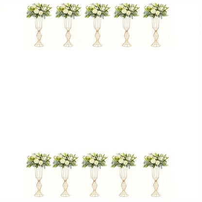 Decorbites™ elegant 23.6in tall gold wireframe vases holding white and green floral arrangements ideal as high vases