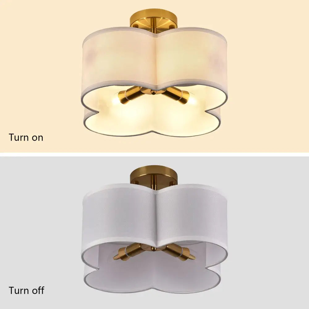 Decorbites™ elegant 4-light gold ceiling light with soft cloud-shaped white fabric shade for stylish lighting