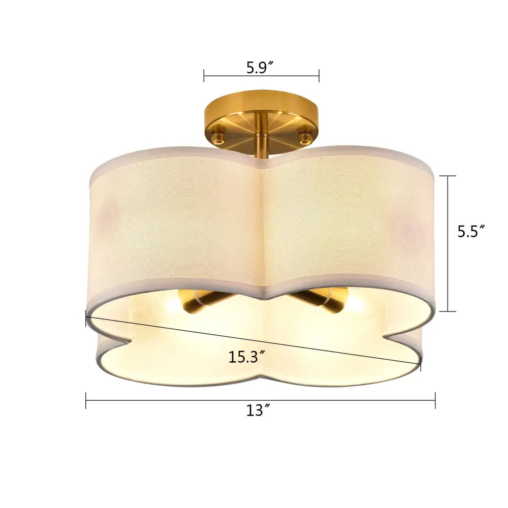 DecorBites™ elegant 4-light gold ceiling fixture with a gold finish and scalloped cream fabric shade ceiling light