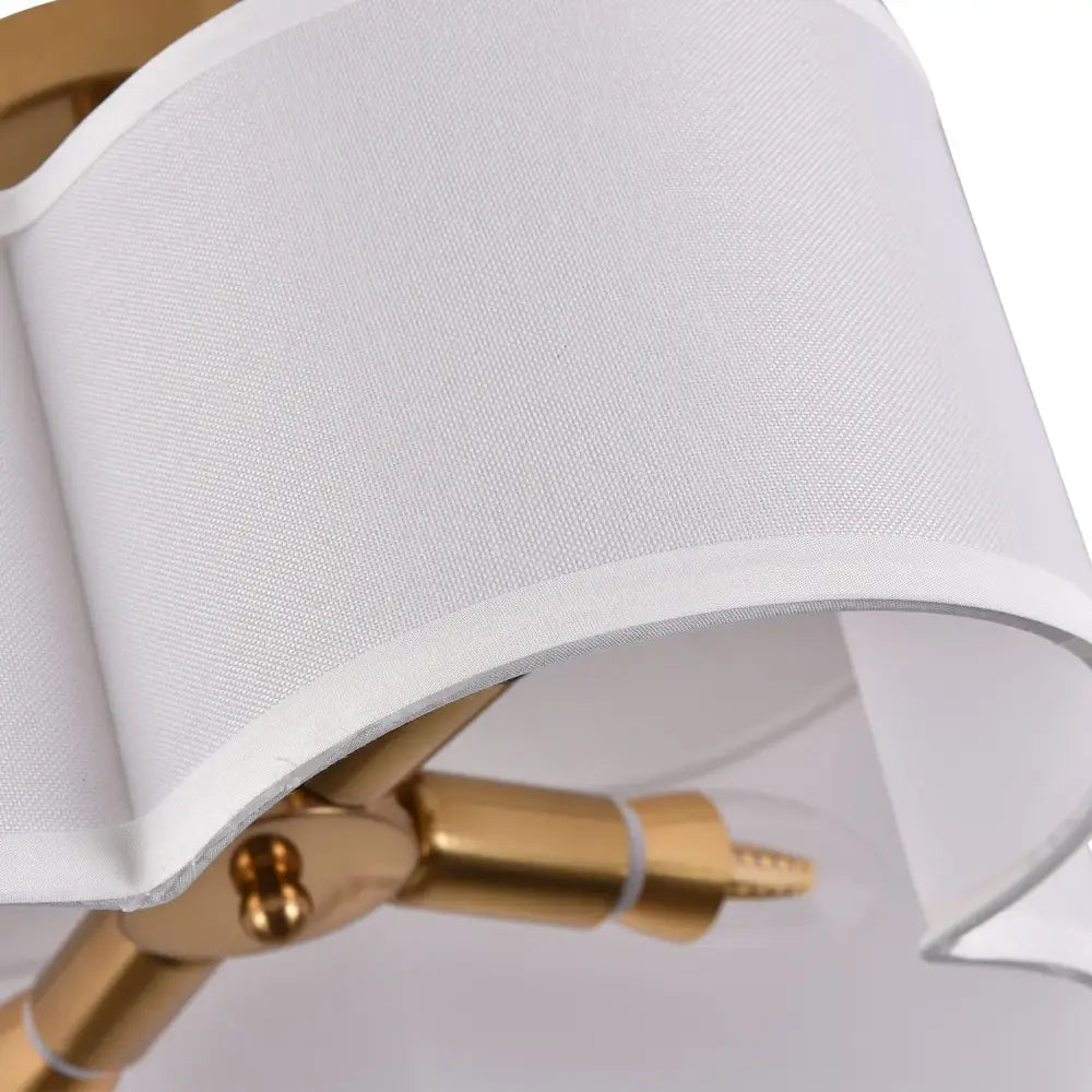 DecorBites™ elegant 4-light ceiling light with white fabric lampshade and gold-toned metal frame light fixture