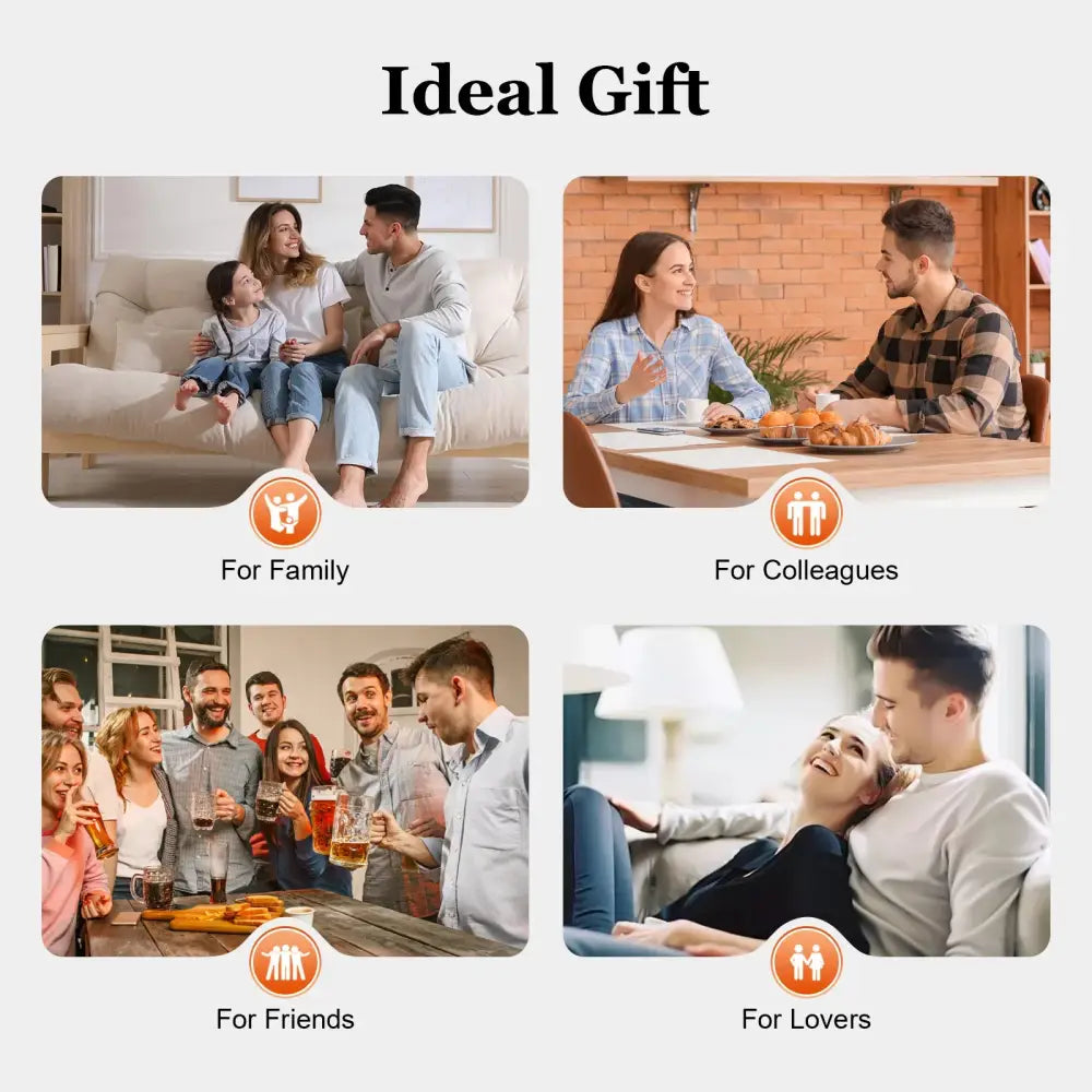 Ideal gift banner showing lifestyle scenes for family colleagues friends and lovers with decorbites elegant gold wedding flower stand