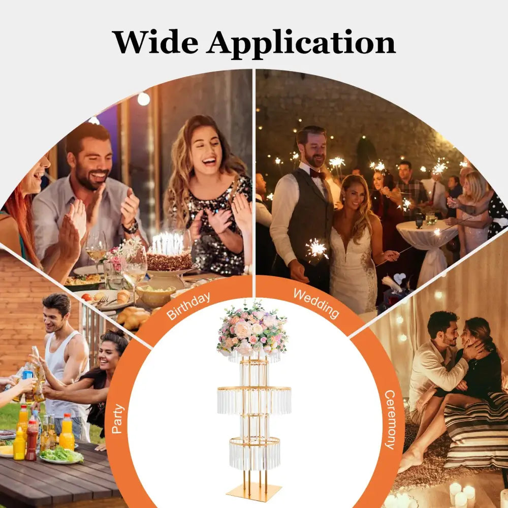 Decorbites elegant 5-tier gold wedding flower stand featuring a gold tiered floral centerpiece flower stand design