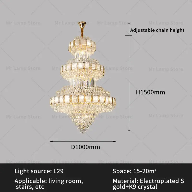 A decorbites elegant crystal chandelier with gold electroplated metal and k9 crystal prisms for dining rooms