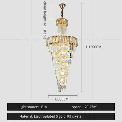 Decorbites elegant crystal chandelier with tiered k9 crystal prisms and electroplated gold finish for living spaces