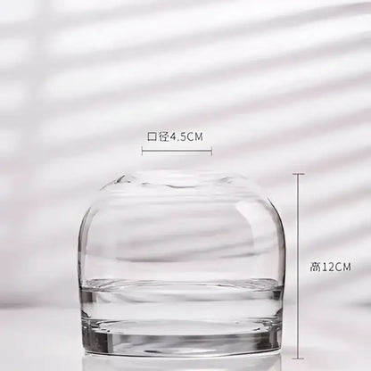 Clear glass flower vase by decorbites with rounded bulbous body and narrow neck elegant european design