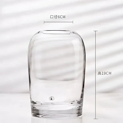 DecorBites™ elegant European INS glass flower vase clear glass with rounded tapered shape and smooth base