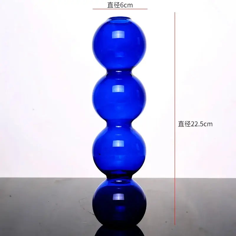 DecorBites™ elegant glass vase cobalt blue with four stacked spheres ideal for stylish home decor accents