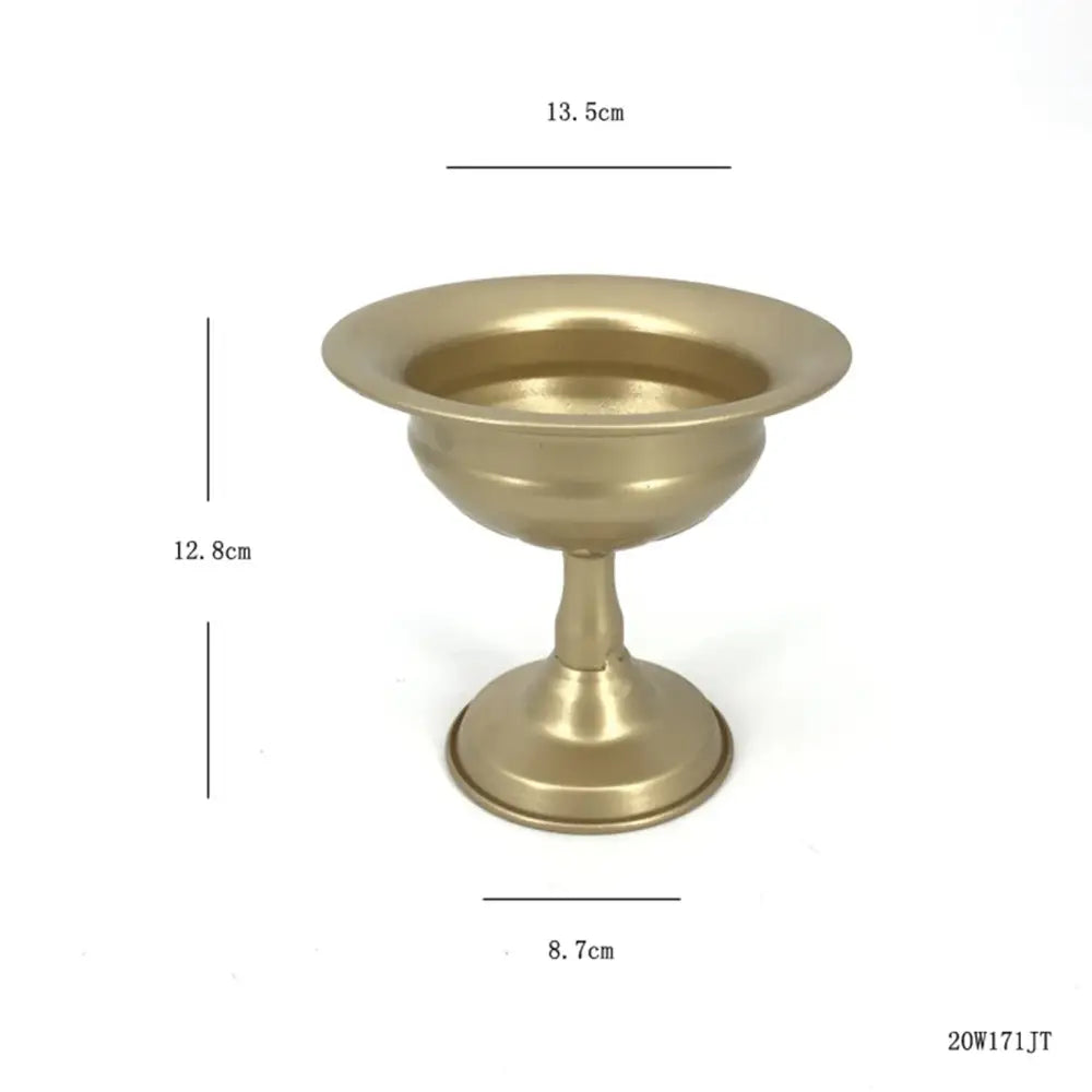 Decorbites elegant gold-colored metal flower vase candle holder with flared rim and circular base