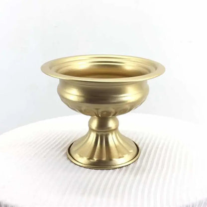 Golden metallic metal flower vase incense burner with fluted bowl and pedestal base from decorbites elegant candle holders