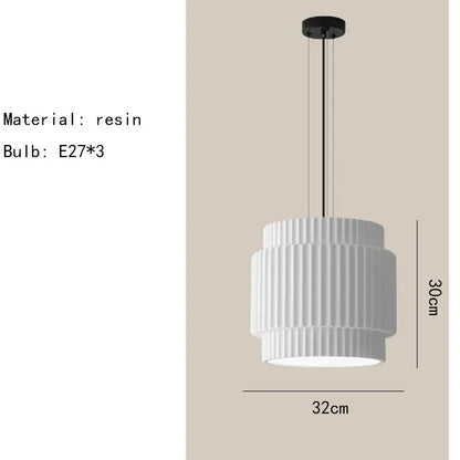 Decorbites elegant resin white pendant light with modern tiered design and black metal suspension for dining room