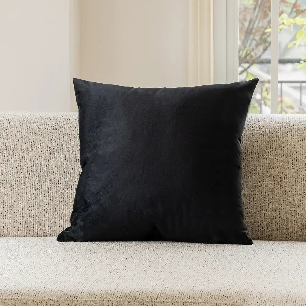 Black velvet square pillow with decorbites embroidered black white cushion cover for living room decor
