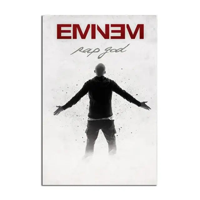DecorBites Eminem canvas wall art featuring red rap god silhouette for stylish home decor