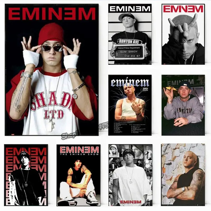 Collection of eminems music star wall art posters and prints featuring diverse designs for music star wall decor