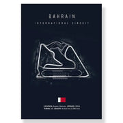 Dark blue decorbites™ f1 track circuit canvas painting featuring white neon bahrain international circuit outline for living room