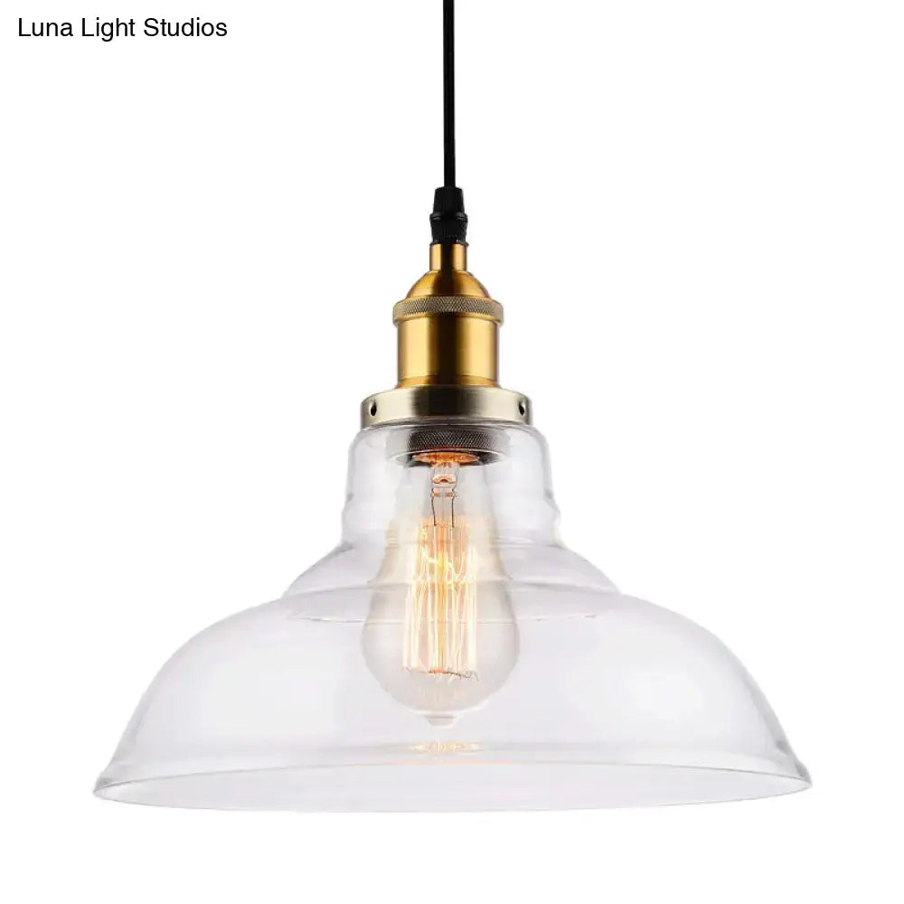 DecorBites™ farmhouse clear glass brass pendant light with exposed filament bulb for dining room 220v-240v 110v-120v use