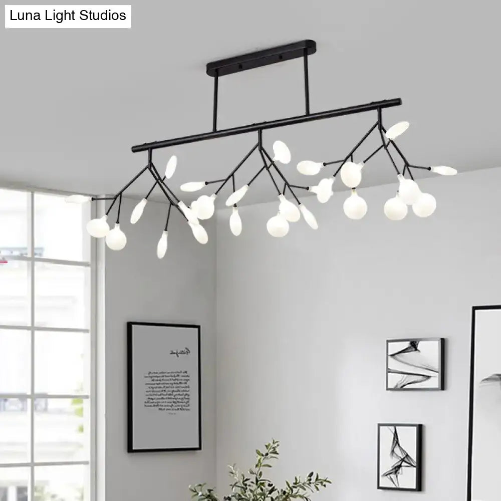 Decorbites™ firefly island pendant light black metal chandelier with branching arms frosted glass globe bulbs 110v-120v 220v-240v