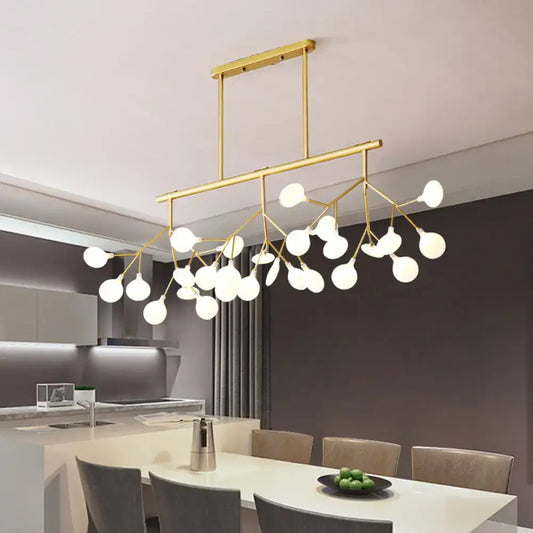 Gold-toned firefly island pendant with branching arms and white glass bulbs modern pendant postmodern metal ceiling lamp