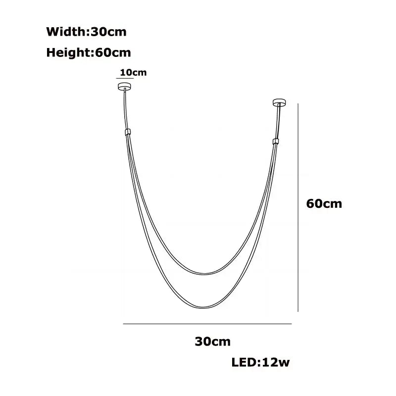 Decorbites flex leather belt led chandelier with two curved arms and 12w bulbs for modern living room lighting
