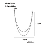Modern double-tiered led chandelier with leather belt design and minimalist style for living room lighting