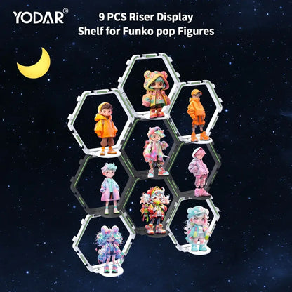 White hexagonal decorbites™ floating display shelf for collectible toys designed as a floating display shelf for funko pop figures