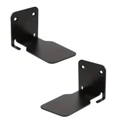 Black metal wall-mounted shelf brackets for DecorBites 2pcs floating bookshelf set offering sturdy support