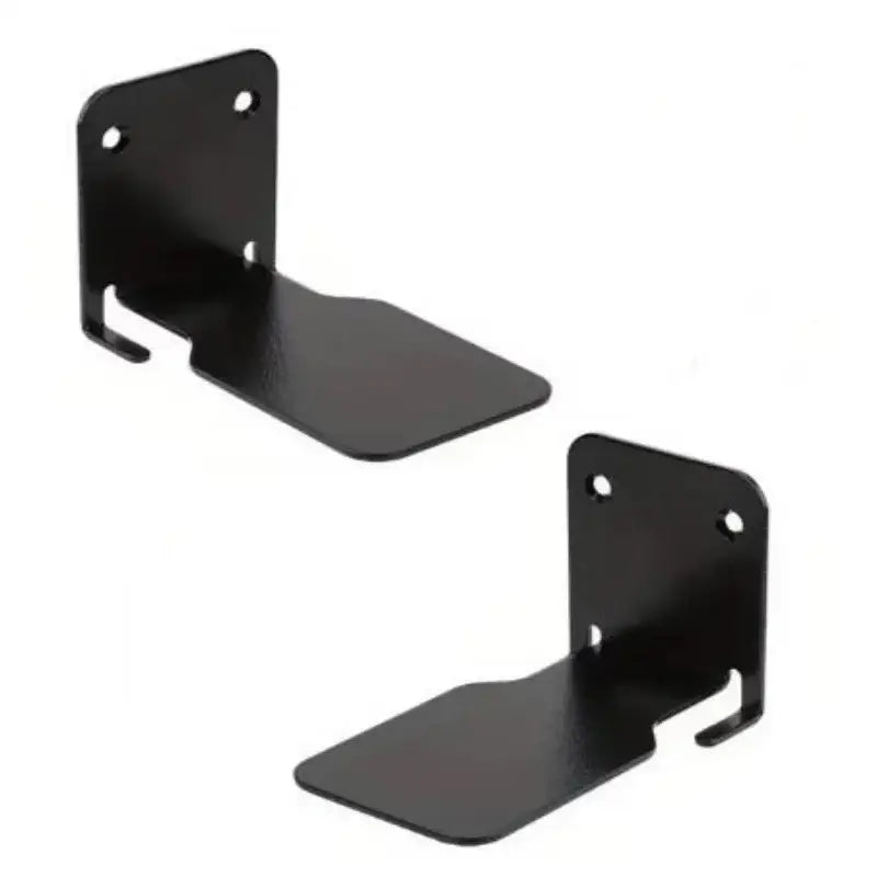 Black metal wall-mounted shelf brackets for DecorBites 2pcs floating bookshelf set offering sturdy support
