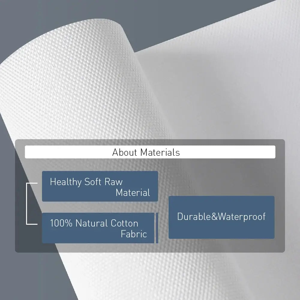 A roll of white textured 100 percent natural cotton fabric with waterproof finish for world cuisine canvas home decor