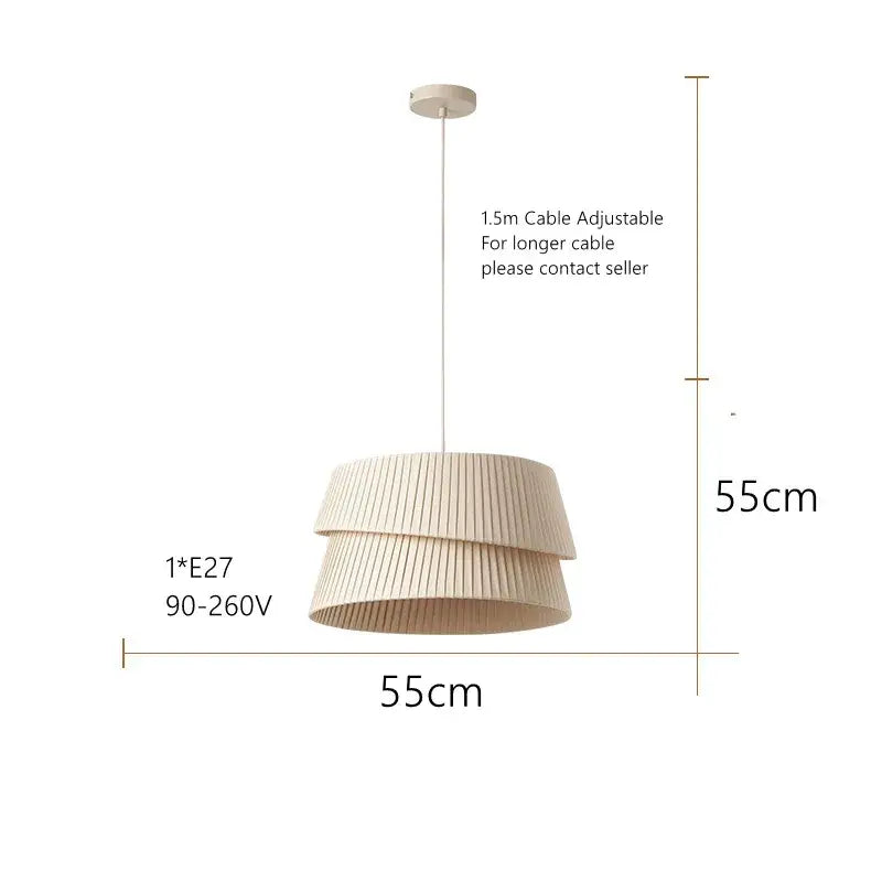 Beige tiered pendant light with pleated fabric shade and adjustable 1.5m cable decorbites french cream chandelier