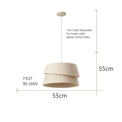 Beige tiered pendant light with pleated fabric shade and adjustable 1.5m cable decorbites french cream chandelier