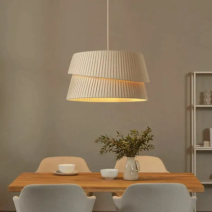 Beige pleated fabric pendant light with warm glow from decorbites french cream chandelier for bedroom decor