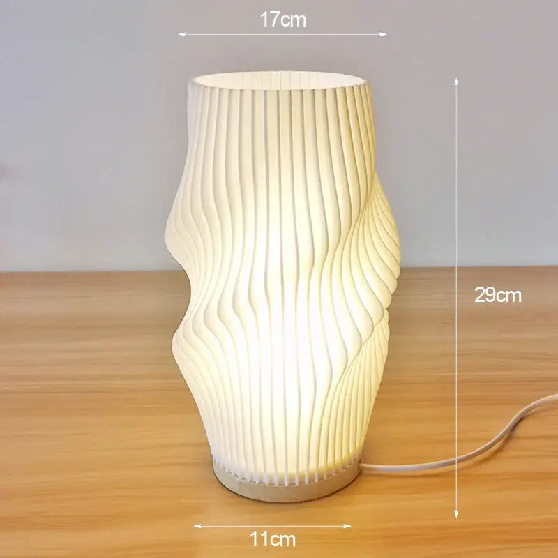 DecorBites™ french cream style desk lamp with sculpted ribbed design providing soft ambient lighting