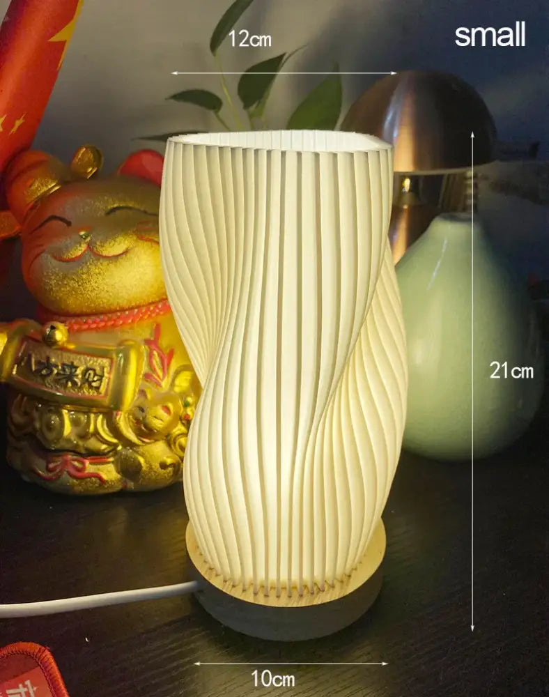 DecorBites™ french cream style desk lamp with modern twisted ribbed design and circular base for bedside or study use