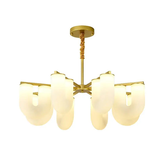 Gold-toned decorbites french cream floor lamp with frosted glass shades and twisted rope-like pendant for living room LED light