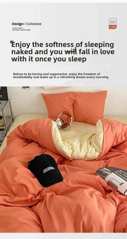 Coralb-colored plush comforter with cream lining from decorbites fresh solid color cotton quilt set 4-piece