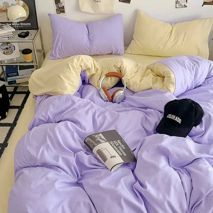 A cozy lavender solid color cotton quilt set with a soft plush texture and subtle sheen from decorbites fresh solid color collection