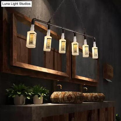 Decorbites™ frosted white glass island lamp with black wine bottle pendant lights for restaurant ceiling lighting