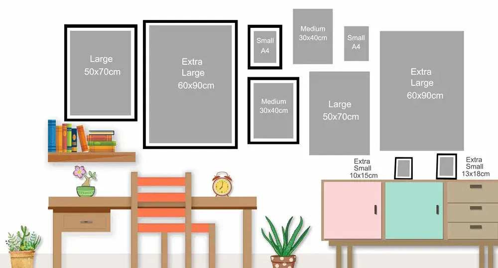 A collection of black framed decorbites™ funny animal bathroom poster canvas wall art in various sizes for bathroom use