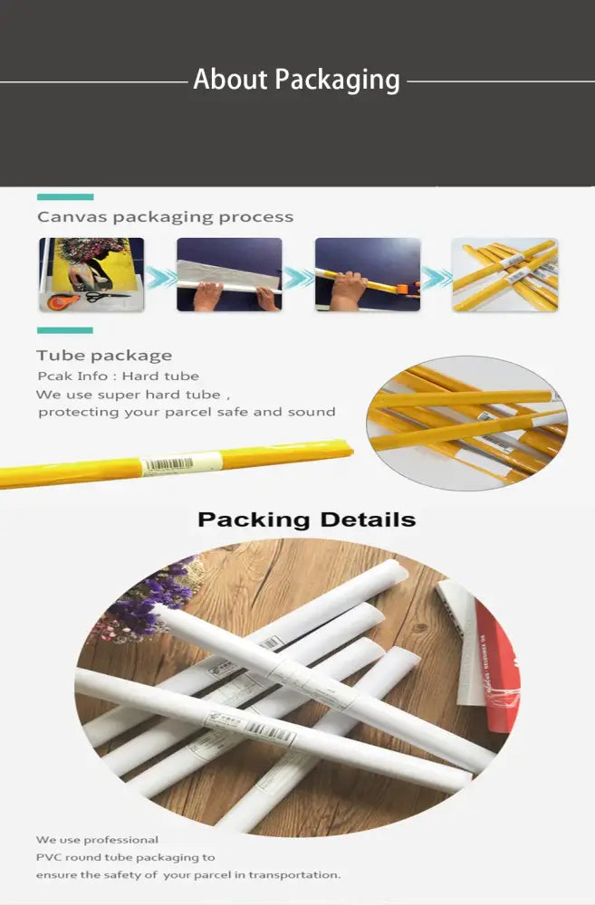 Yellow and white hard pvc tubes used for packaging decorbites™ funny cat reading on toilet wall art canvas