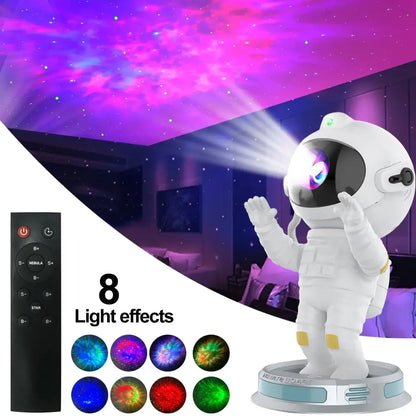 White decorbites galaxy astronaut starry night light projector with glossy finish and colorful led light effects for bedroom
