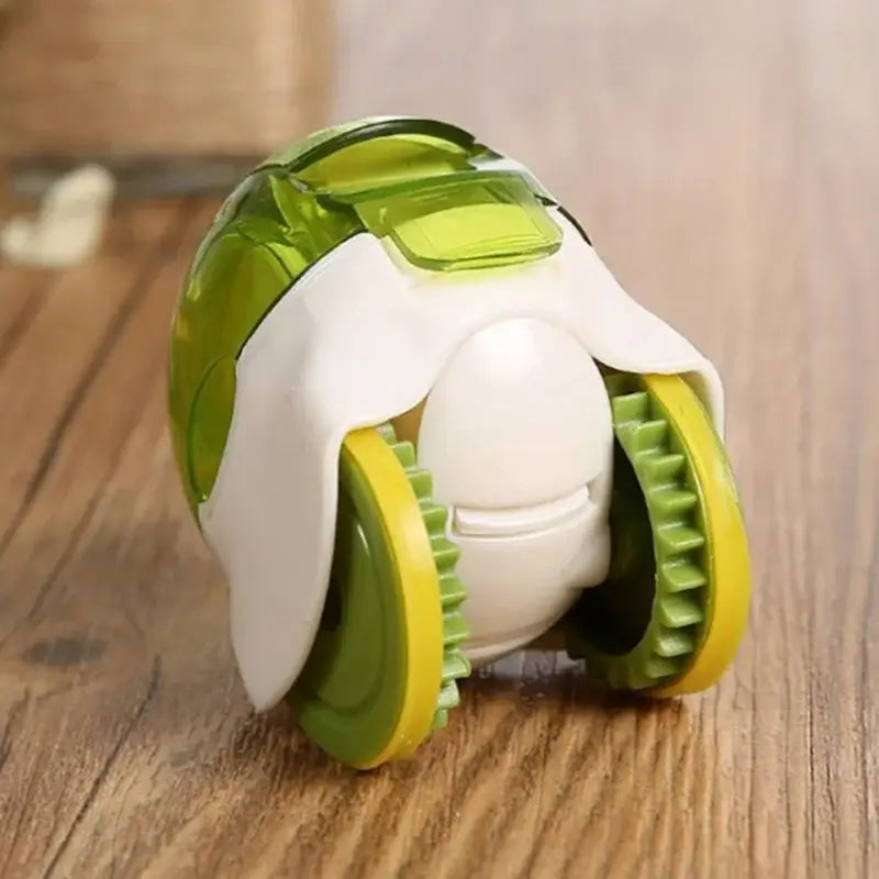 Decorbites garlic chopper lime green and white plastic egg roller with yellow gear wheels kitchen mincer tool