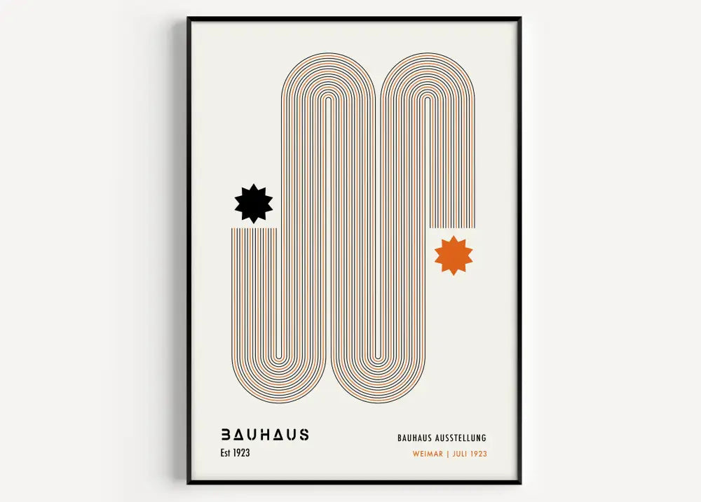 Minimalist decorbites™ geometric bauhaus canvas print with beige and tan concentric lines wall art on off-white background
