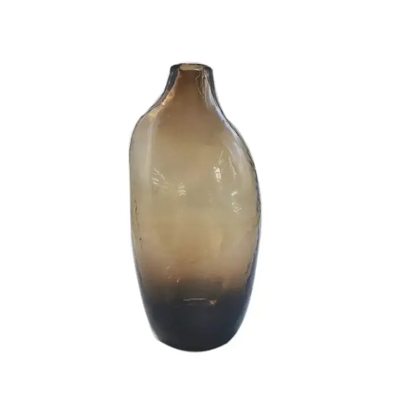 Decorbites™ geometric zen glass vase in gradient amber glass vase with smooth rounded body for single flower arrangement