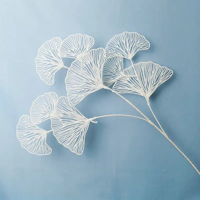 White lace ginkgo leaf branch artificial flowers by decorbites for elegant home decor and floral arrangements