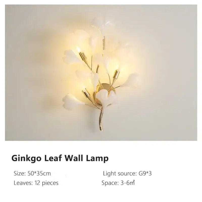 Elegant white ginkgo leaf pendant chandelier with gold-toned metal branches by DecorBites for modern interior decor