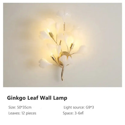 Elegant white ginkgo leaf pendant chandelier with gold-toned metal branches by DecorBites for modern interior decor