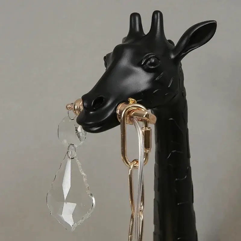 Black giraffe resin wall lamp sconce light with gold hardware and crystal pendant for bedside and living room decorbites giraffe resin