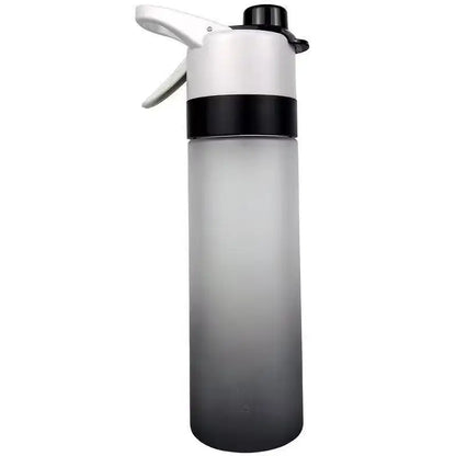 A sleek gradient gray spray water bottle with white and black nozzle for decorbites girls outdoor sports fitness travel