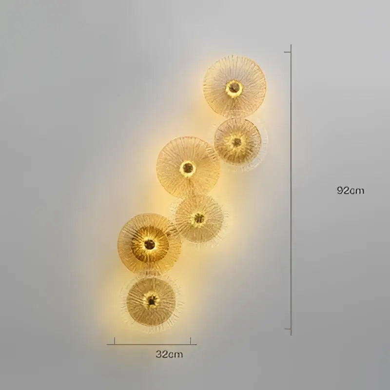 Decorbites glass aisle golden circular wall light with woven texture and warm glow for modern living room wall lamp