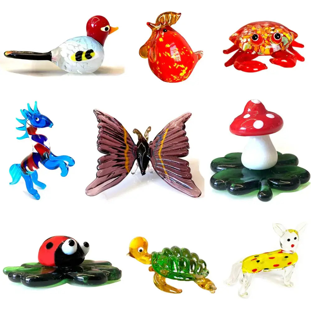 Vibrant red and yellow glass animal figurine crab with intricate mosaic patterns from decorbites glass animal figurines collection