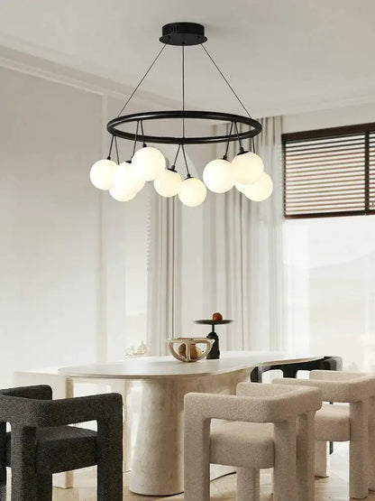 Decorbites glass art black metal chandelier with frosted glass globes for living room bedroom dining room children’s room